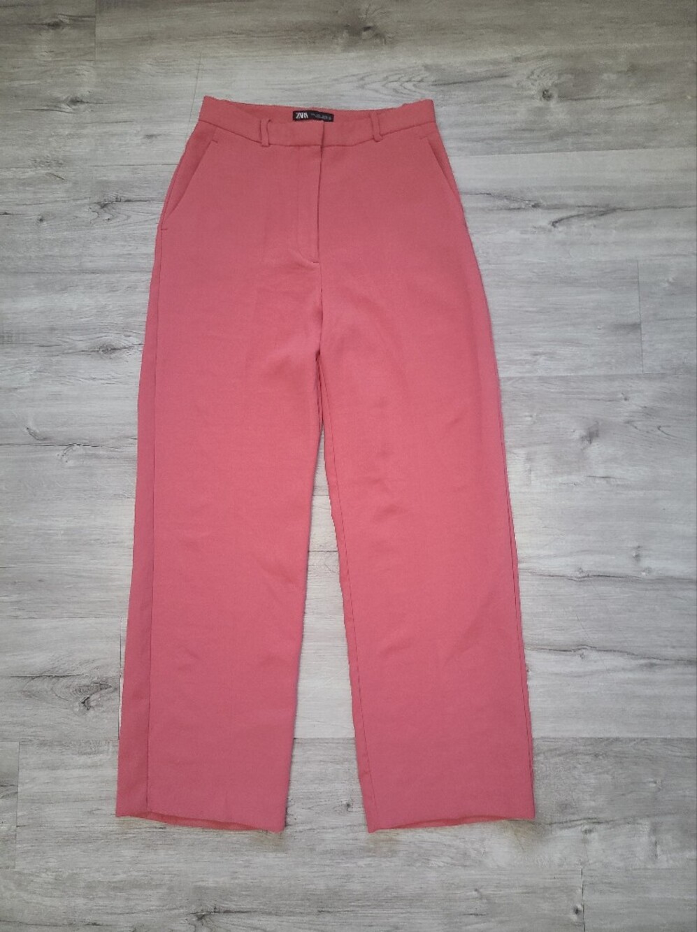 Zara Coral Pink Wide Leg Trousers Pants High Rise Suiting Collection